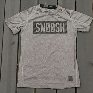 Youth SWOOSH Fitted Nike Pro Shirt Dri Fit  Moisture Wick Tee
